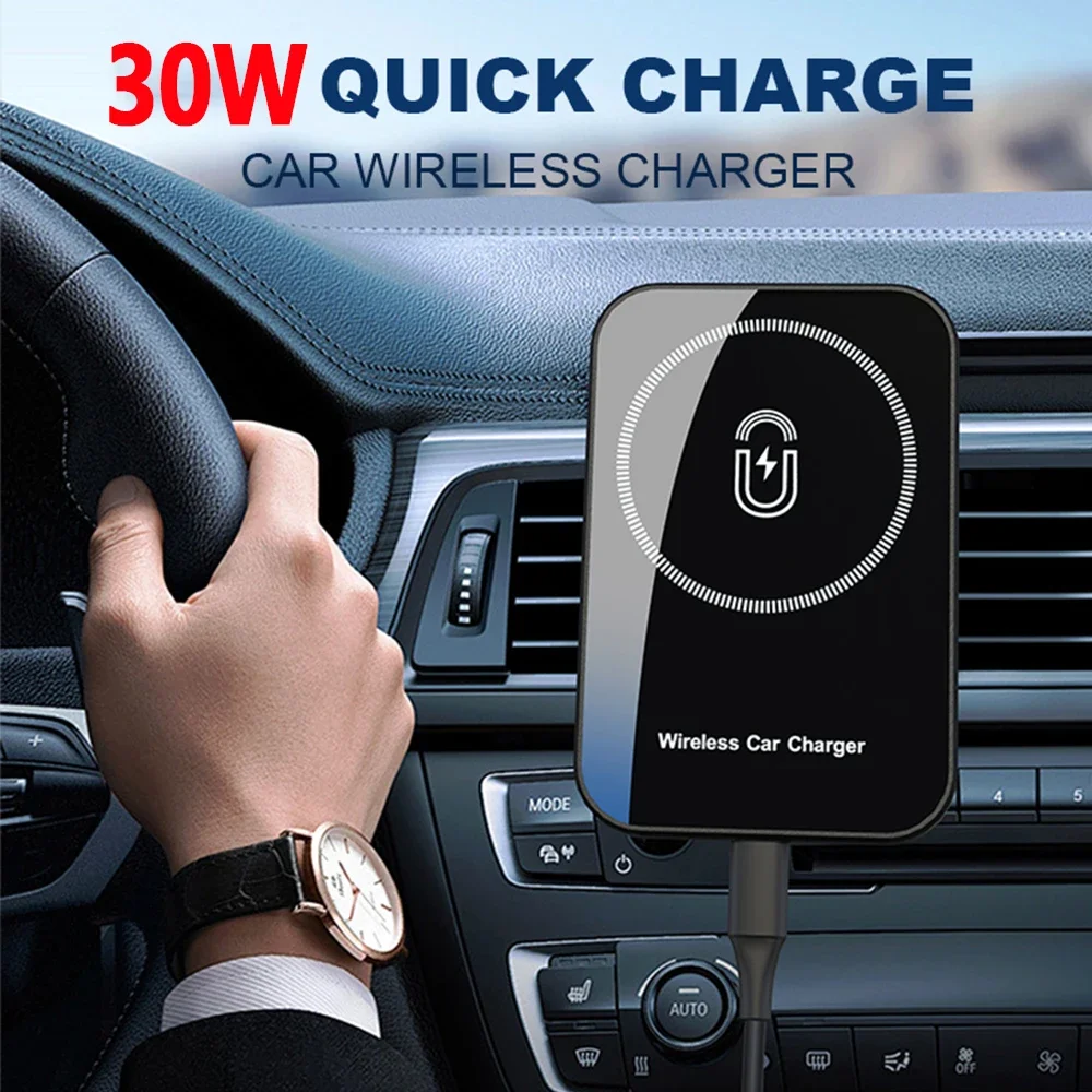 30W Magnetic Wireless Car Chargers Air Vent Phone Holder for iPhone 15 14 13 12 Pro Max Mini Car Charger Fast Charging Station