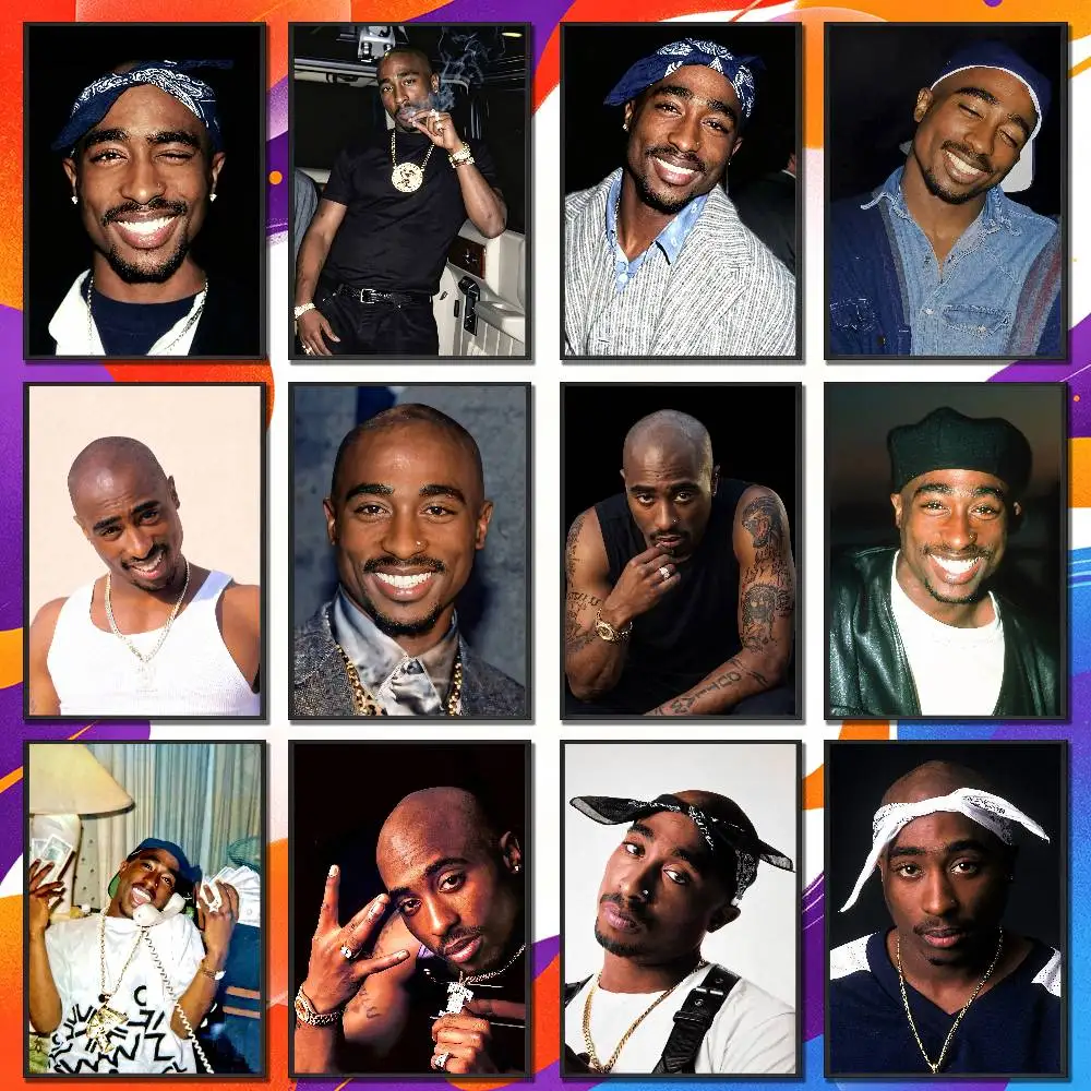 For Tupac Shakur Poster Cover Wall Murals Offices Custom Self-adhesive Decoration Sticker Playbill