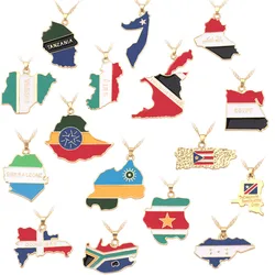 1pc Hip-hop Africa Map Pendant Necklace Jewelry Ghana Nigeria Congo Sudan Somalia Uganda Zimbabwe Zambia Liberia Map Necklaces