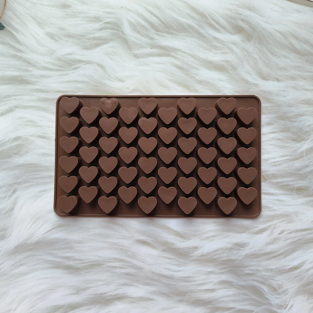 1pc 55 Holes 3D Ice Cube Tray Mini Heart Silicone Mold Chocolate Fondant Mould Pastry Jelly Biscuit Baking Cake Decoration Tools