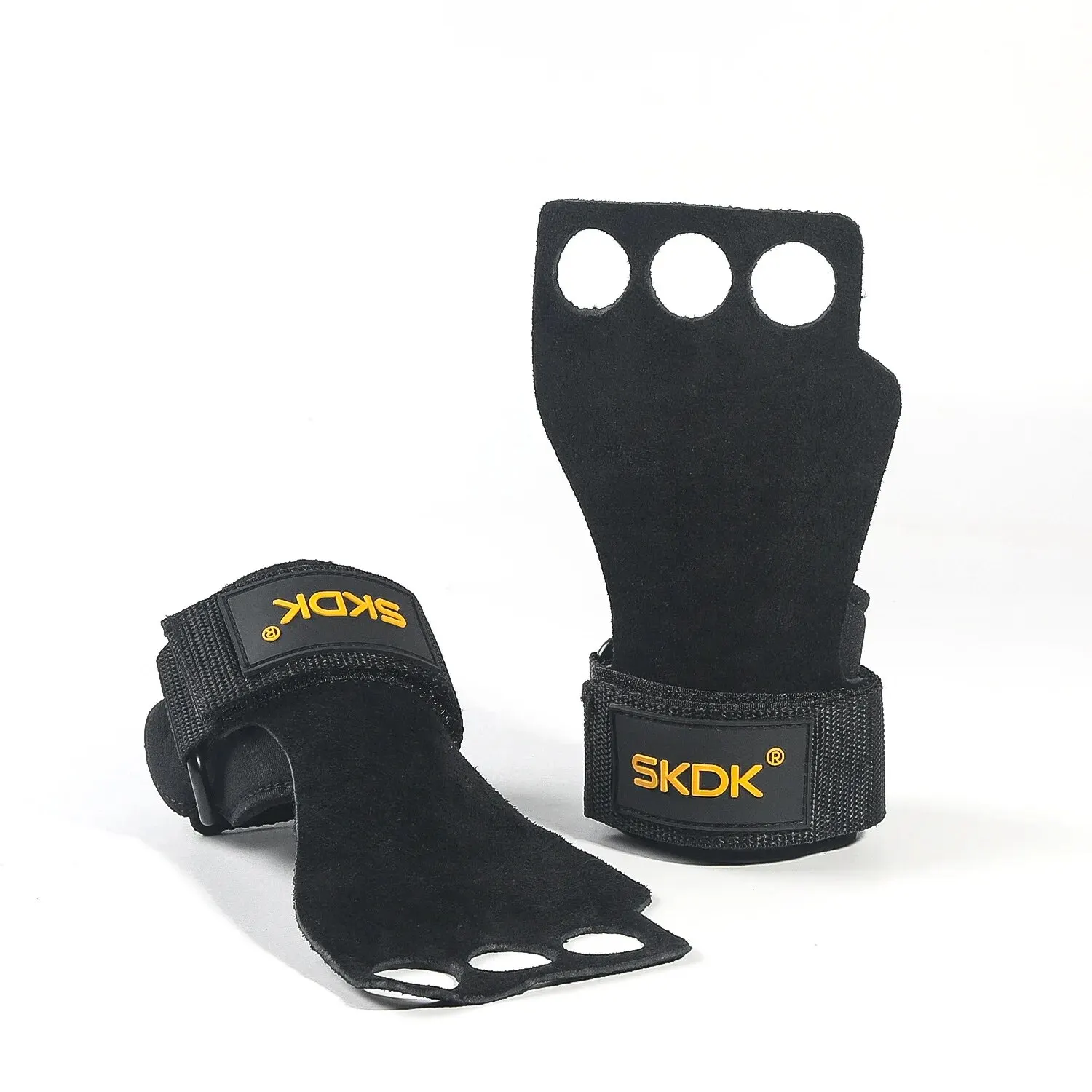 Protectores palma piel vaca antideslizantes para deadlift tres dedos