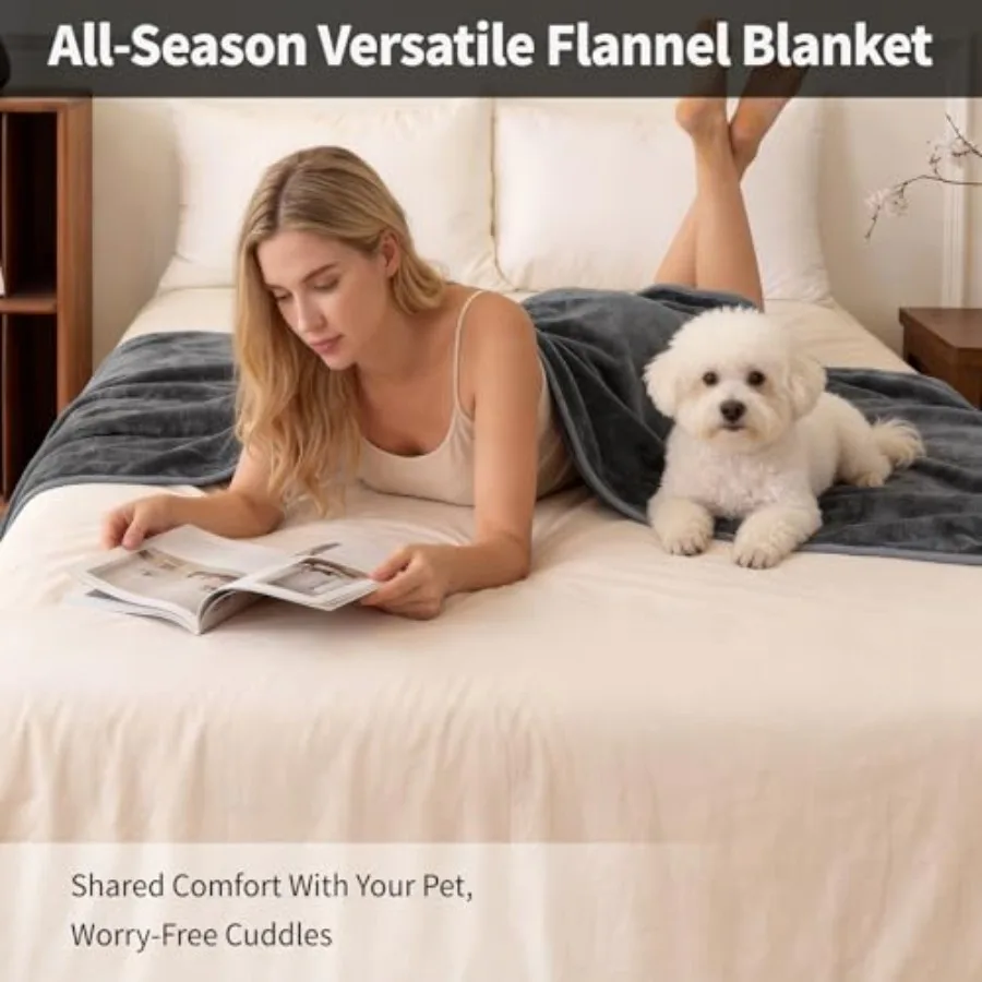 Waterproof Blanket for Bed Intimacy, Reversible and Leakproof Throw Blanket for Adults, Soft Flannel Bed Blanket for Couch, Pet view 3