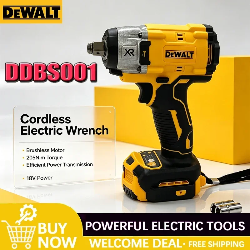 DEWALT Cordless Electric Wrench 3250RPM 205Nm Brushless Impact Wrench High Torque Power Repair Tool Compatible with 18V Battery