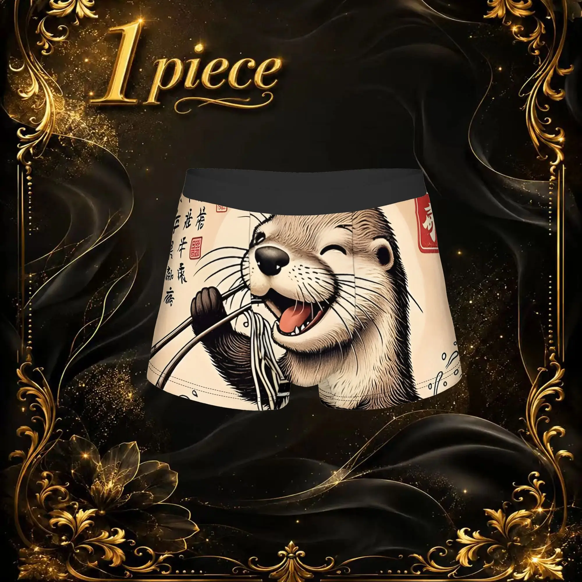 1pc Popular Otter Eating Noodles Apron boxers  adults  Breathbale Panties Men's Underwear Print Shorts Boxer Briefs