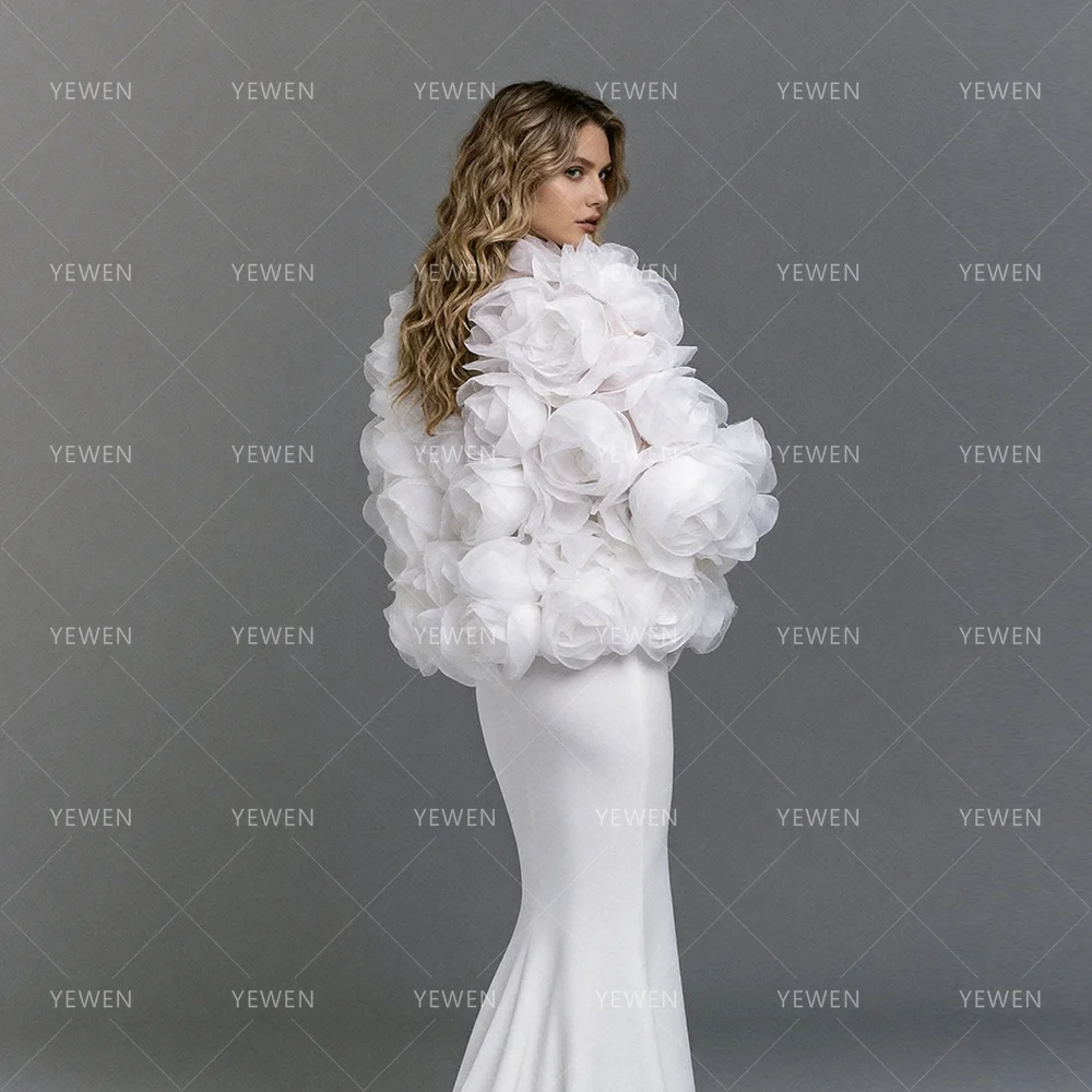 Floral Shawl Maternity Photoshoot Dress Pregnancy Photography Wrap Flower Cape Custom Colors Elegant Soft Tulle Cape YEWEN - view 3