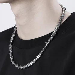 Fashion 8mm Irregular Natural Hematite Men Necklace 18 Inches Short Colar Healing Jewelry Casual Accessories Gifts For Boyfriend