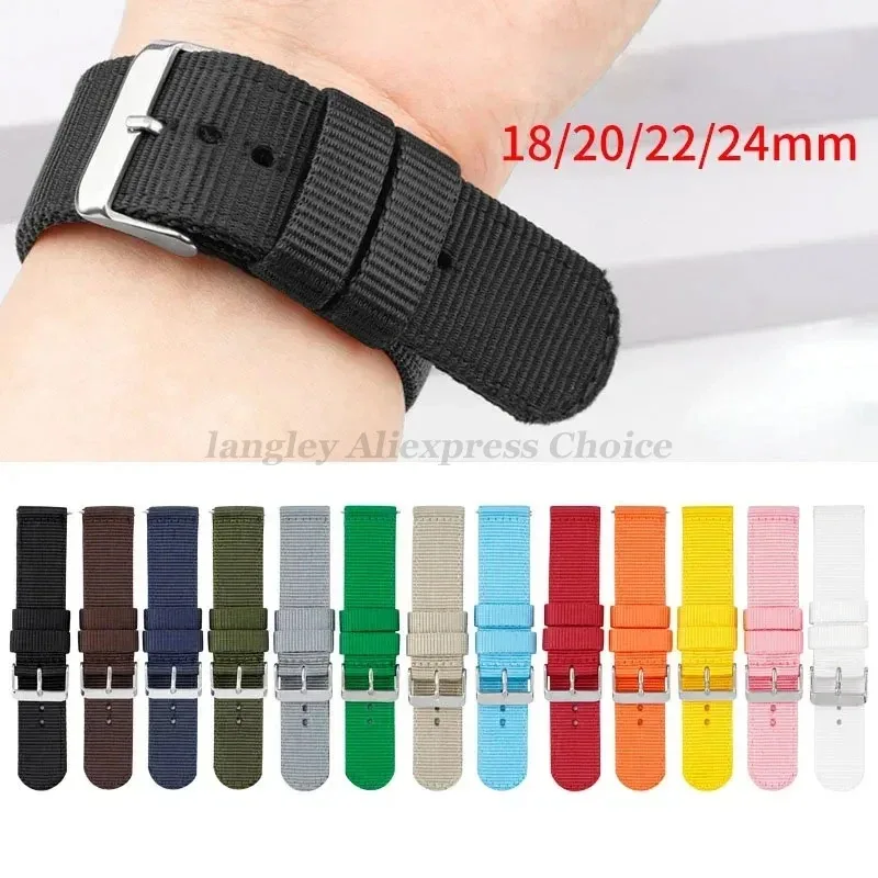 Nylon Canvas Strap Watchband 18/20/22/24mm for Samsung Galaxy Watch7/6/5/4/3 Amazfit Bracelet Quick Release Men Women Sport Band