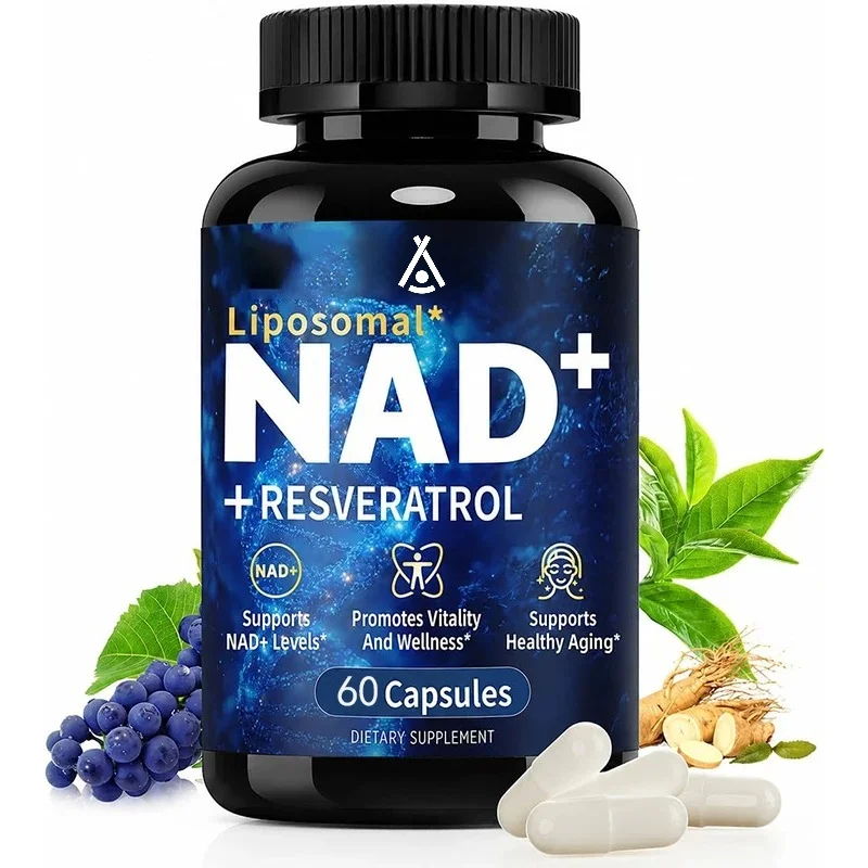 NAD Supplement, Containing Resveratrol, Coenzyme Q10, PQQ, and Alpha Sulfate, Supports Aging and Cellular Health, 60 Capsules
