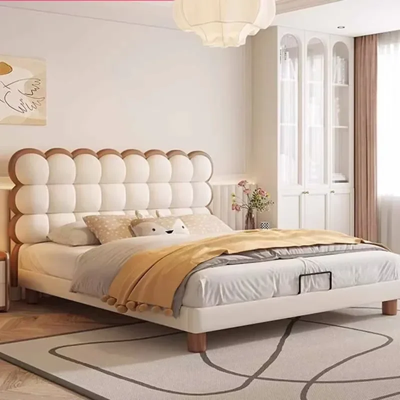 سرير الأميرة المزدوج الفاخر البسيط الحديث الأبيض تخزين سرير مزدوج الملكة المنزل لوفت النوم Letto Matrimoniale أثاث المنزل