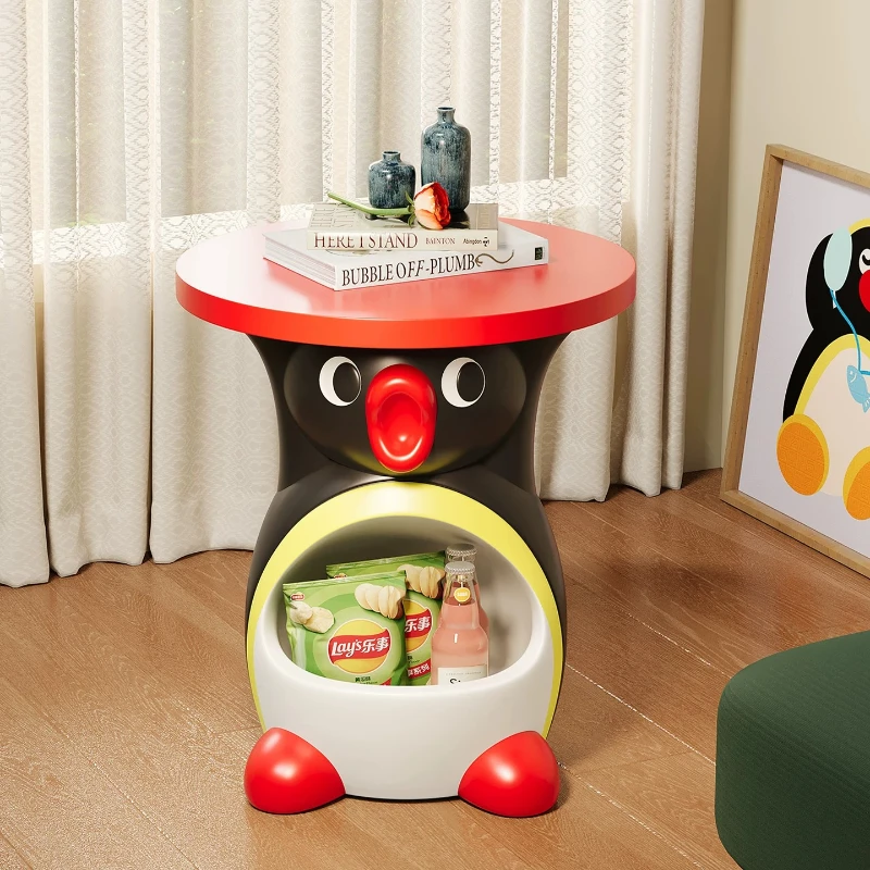 Penguin Cartoon Home Living Room Coffee Table Floor Decoration Nordic Children's Room Bed Side Table Storage Rack Birthday Gift