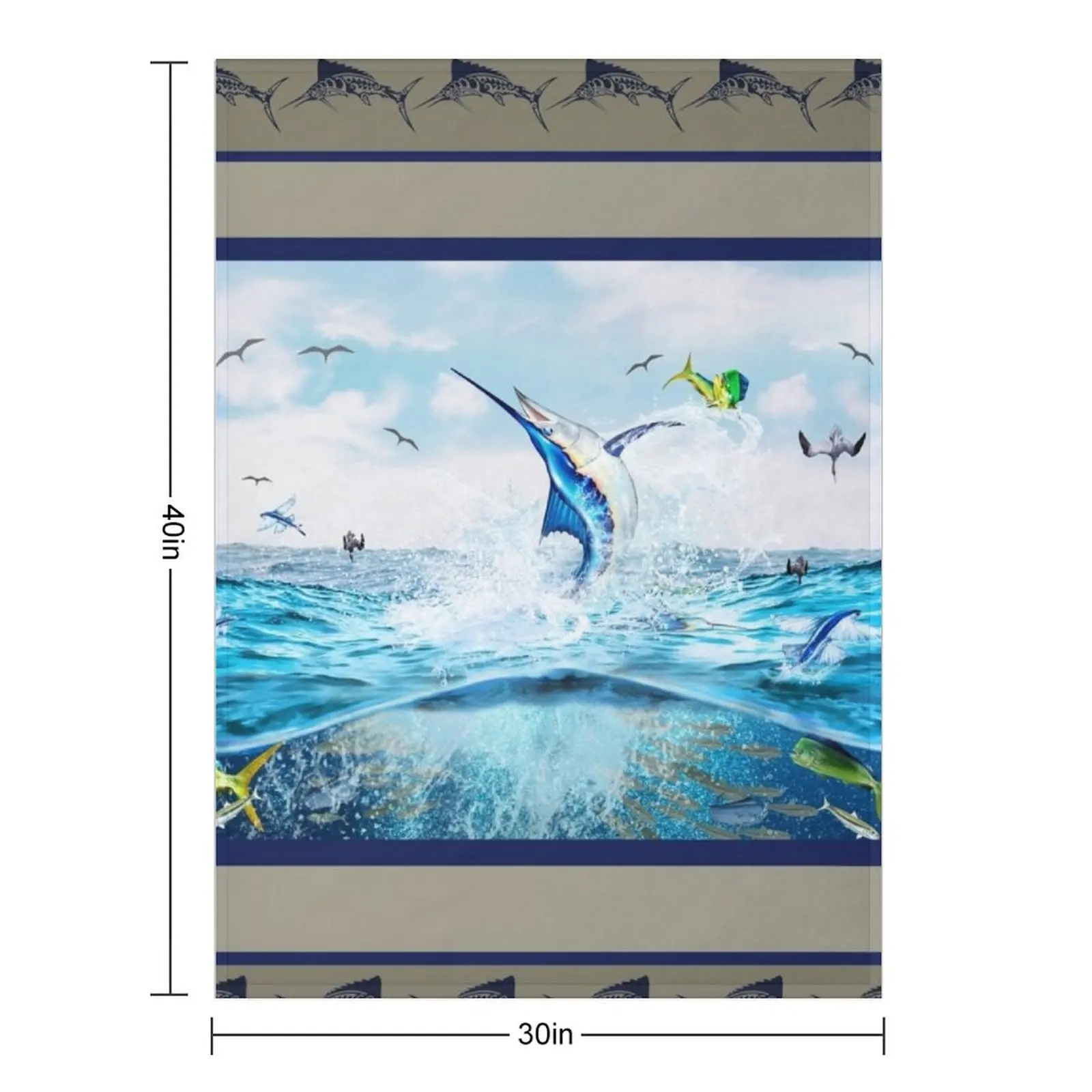 Blue Marlin Hunting Mahi Mahi Throw Blanket Furrys Soft Beds Sofa Throw Heavy Blankets