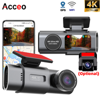 ACCEO 4K Dashcam Mini Camera Recorder With 1080P Rearview Camera 24H Parking Dual Lens GPS Wifi Night Vision Black Box for Car