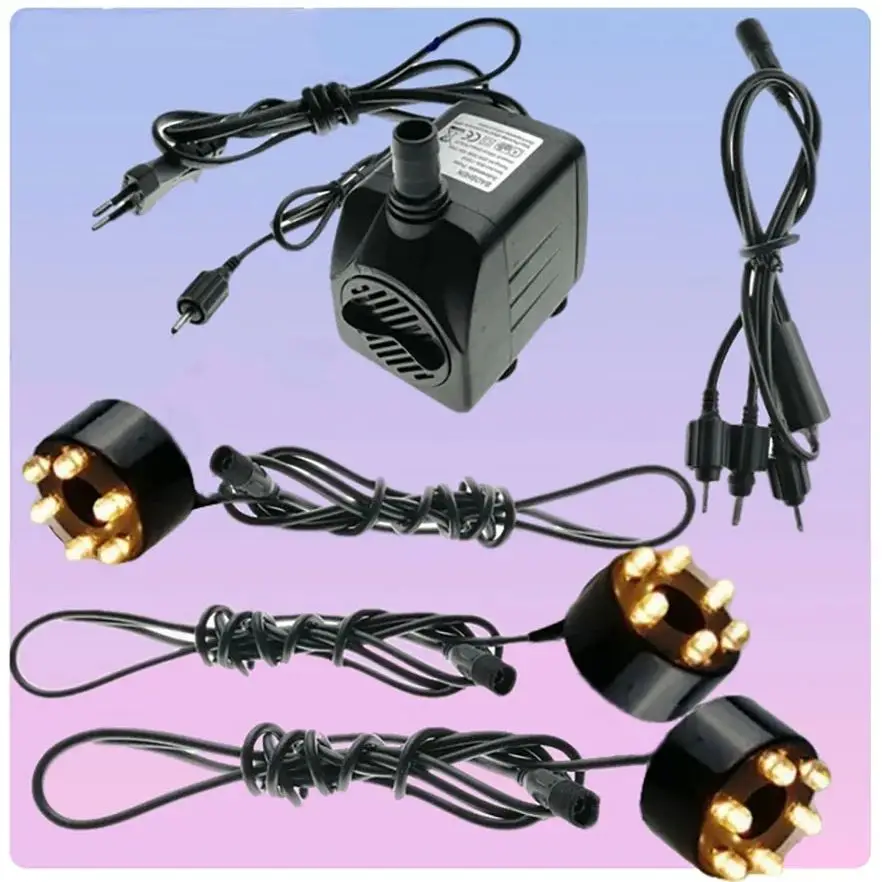 Underwater 6-12 LED Light Ring For Fountain Fish Pond Water Garden 12V Adapter Lighting With 3-in-1 Cord