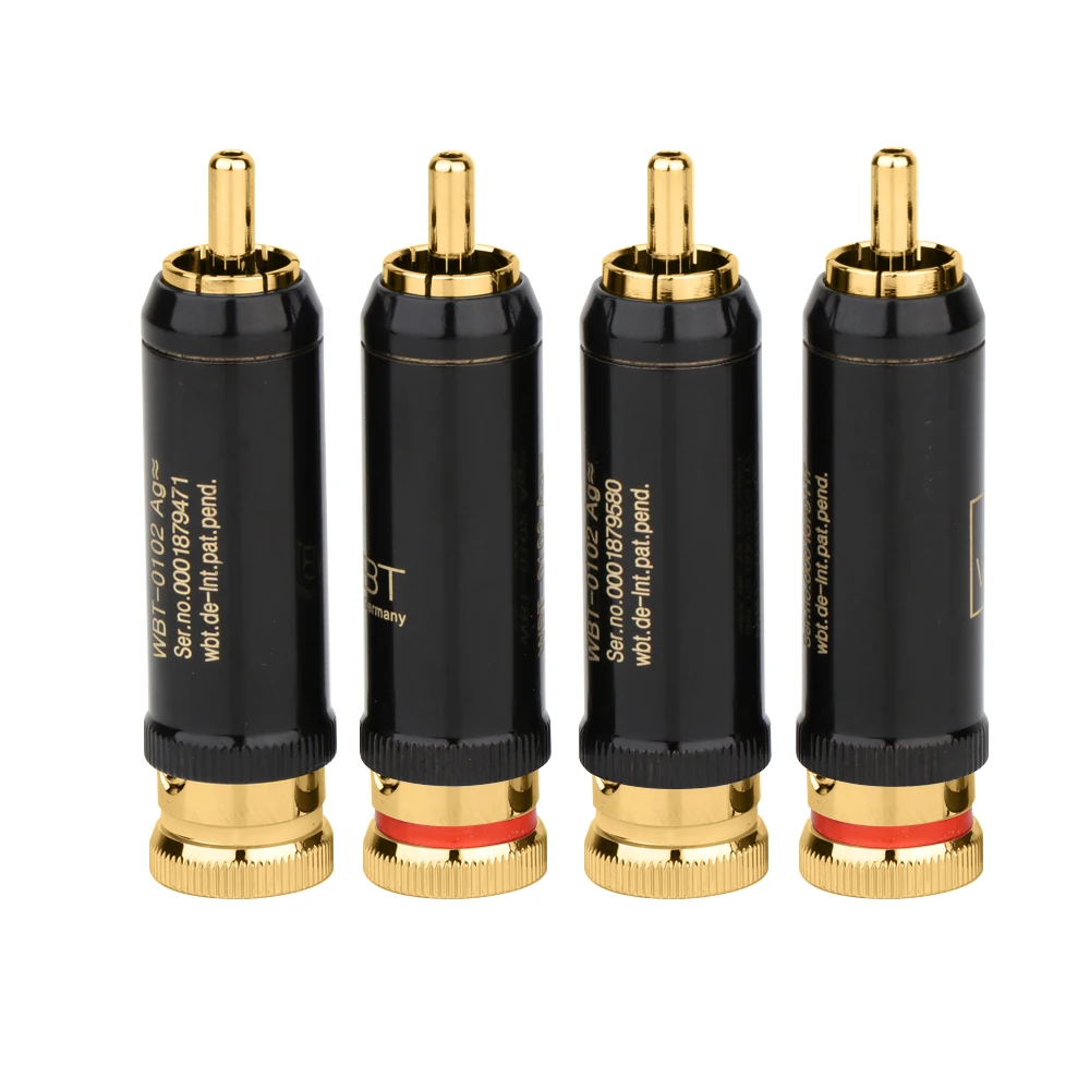 HIFI 4Pcs 0102Ag Gold/Rhodium plated rca plug for audio signal cable rca connector audio terminal RCA head