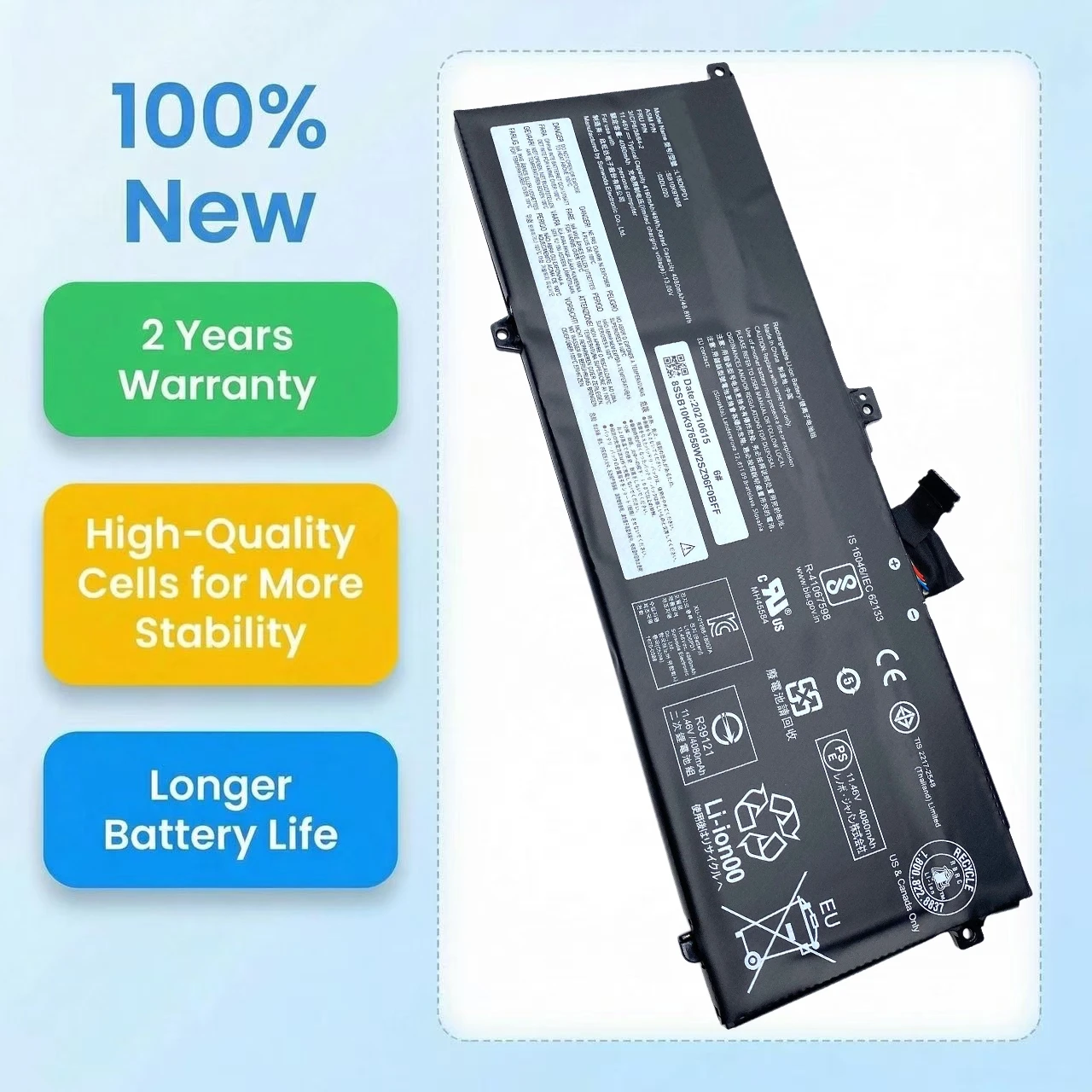

New L18D6PD1 02DL017 Laptop Battery For Lenovo ThinkPad X13 Yoga X390 X395 L18M6PD1 L18L6PD1 L18C6PD2 02DL019 02DL018 L18C6PD1