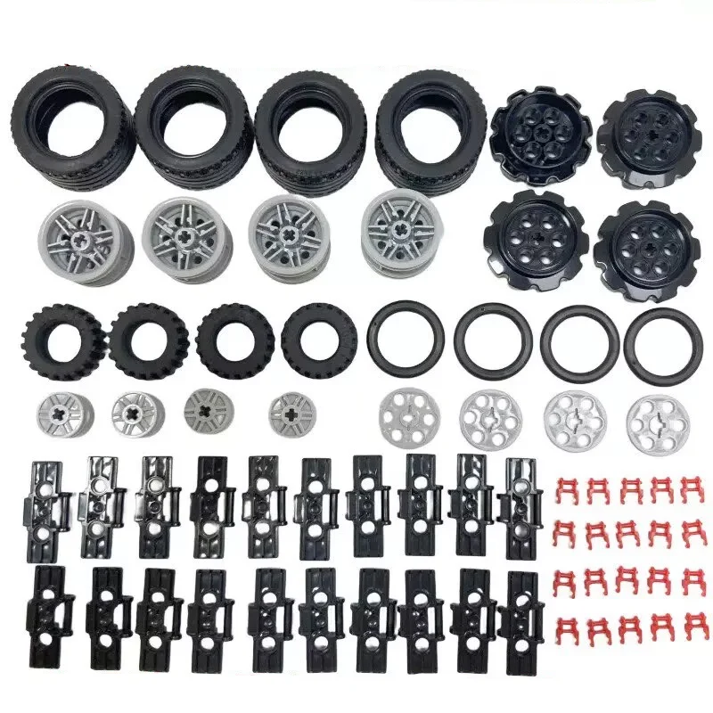 

68pcs/ set of gear tires, crawler wheels, large crawler spare parts package DIY assembled children's building blocks toys