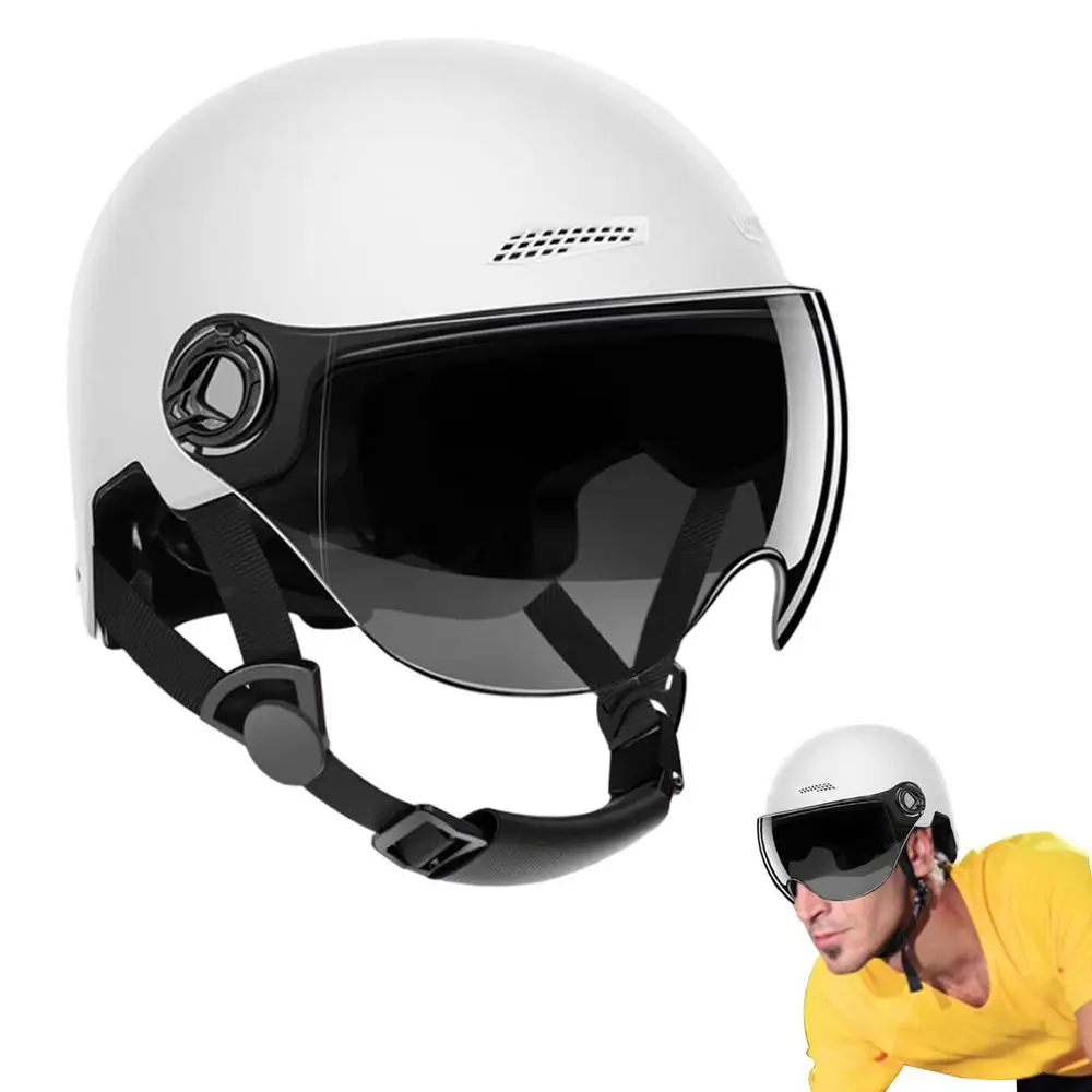 Fahrradhelm 3C-Zertifiziert für Männer, Frauen, Erwachsene und Kinder Cartoon-Elektrofahrrad-Motorrad-Halbhelm mit Schutzbrille – Detail 9