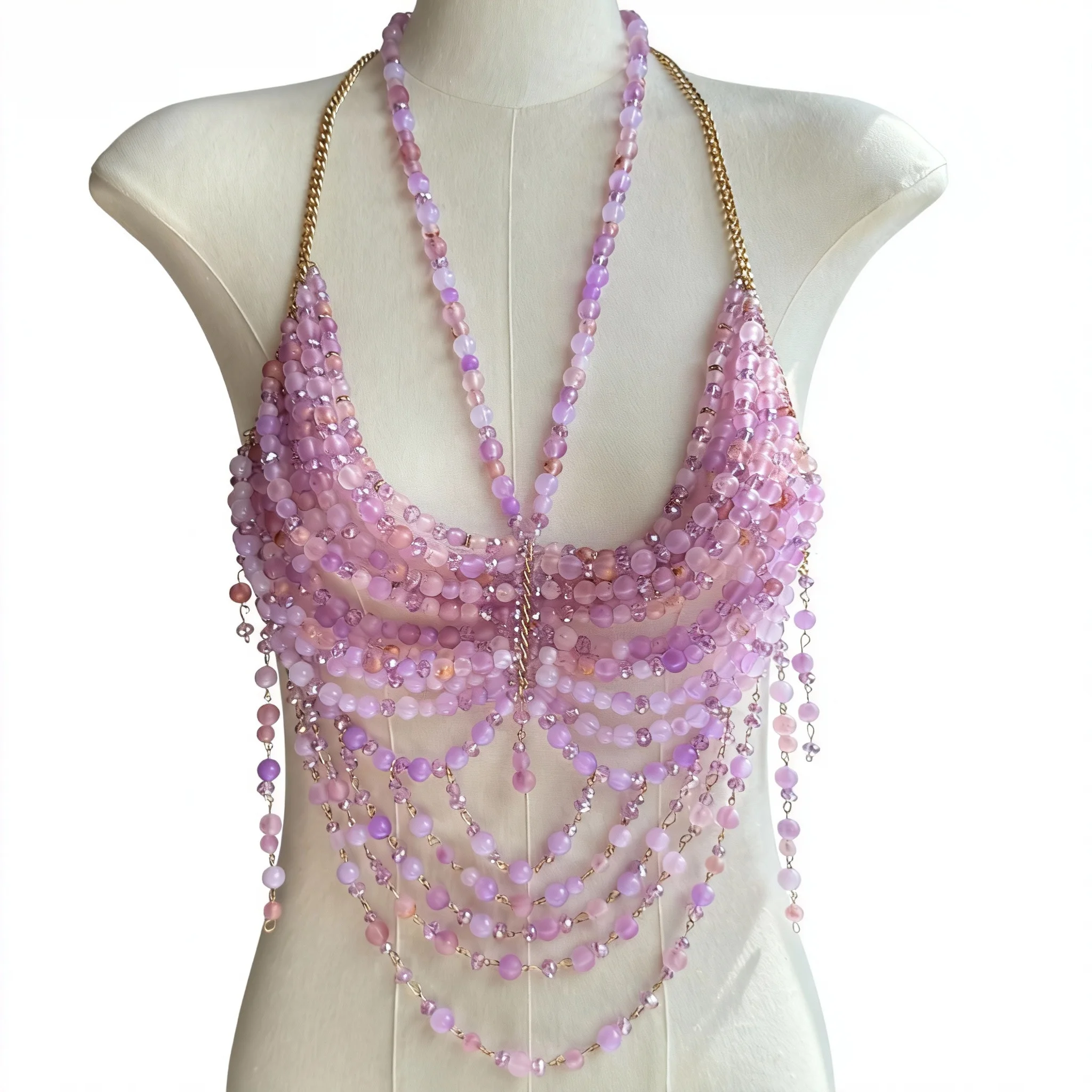 Women Tops Beaded Bralette Festival Vest Club Bikini Bra Top Pearl Female Bustier Beachwear Lingerie Woman Rave Clothing Tanks - view 6