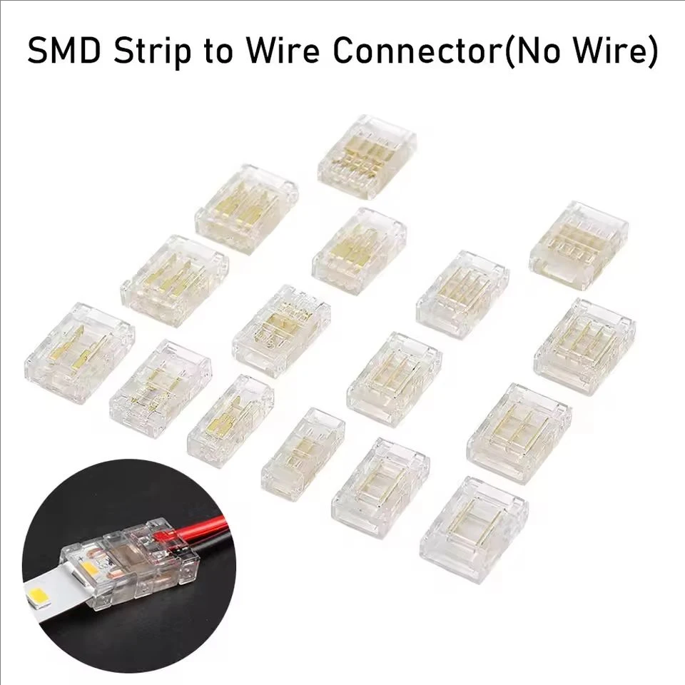 SMD LED Strip Lights 2 3 4 5 Pin Solderless Crystal Connector for 5/8/10mm,Quick Connect Terminal Block,Seamless Lighting Effect