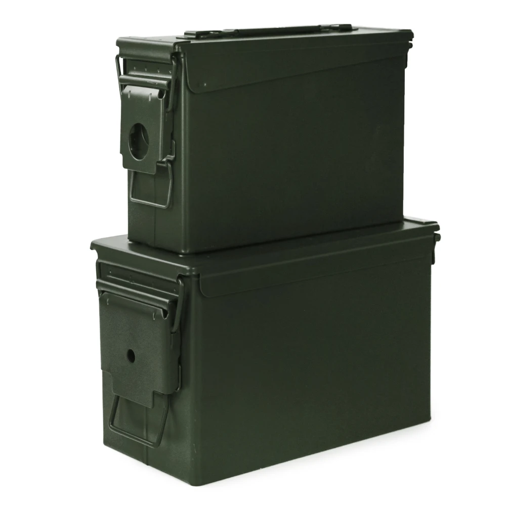 30/50Cal Metal Ammo Can Steel Safety Ammo Box Safe Box Long-Term Waterproof Ammunition Valuables Storage Hole Lockable Can