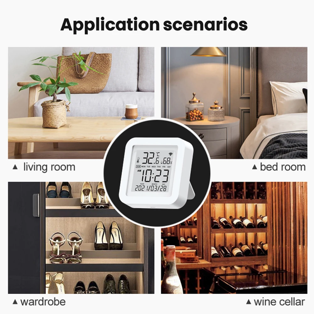 Tuya WiFi Vochtigheid Temperatuursensor LCD-scherm voor IoT Smart Home Smartlife Digitale Hygrometer Thermometer Datalogger