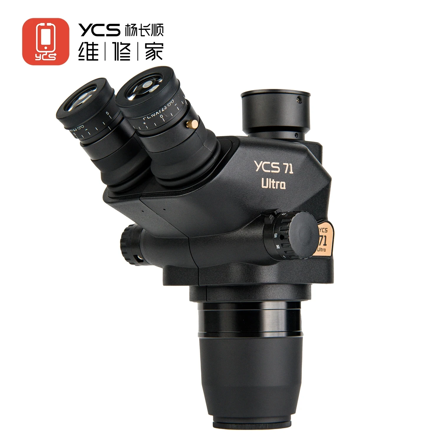 YCS 71 Ultra Trinocular microscope 0.67X-45X Zoom 45° inclined for Phones PCB Repair With 4K Camera 144 LED Light Tools kit sets