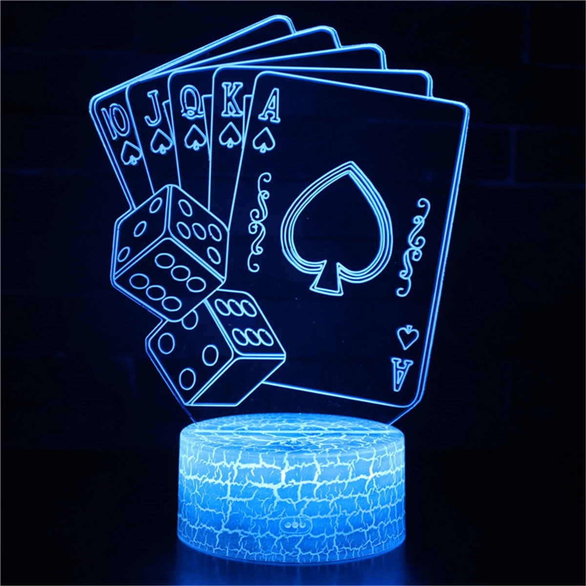 3d luz da noite mágico decoração dice poker spades cartão de jogo 7 cores mudando controle remoto luz da noite presente para a decoração do quarto