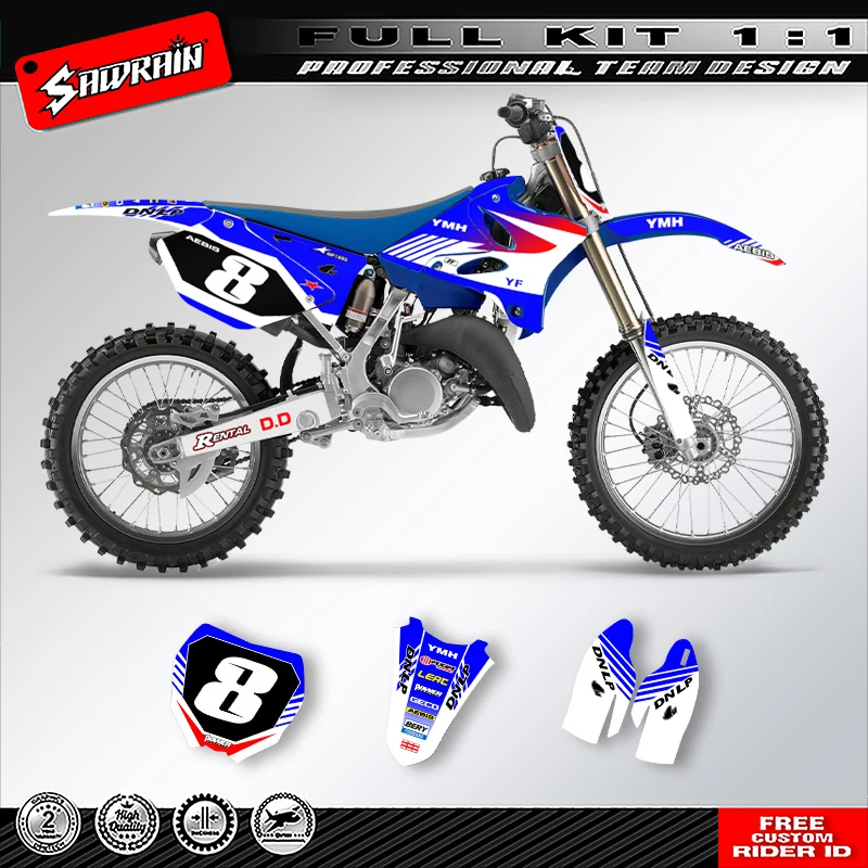 

Sawrain Motorcycle Sticker Custom Team Graphics Decals Kit For YAMAHA YZ125-250 2002 2003 2004 2005 2006 -2014 007
