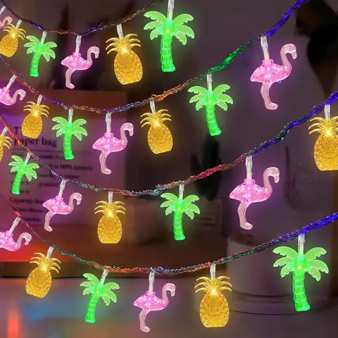 1,5 M 10LED Flamingo Ananas String Licht Sommer Tropische Hawaiian Party Dekoration Palme Fee Licht Girlande Strand Hochzeit