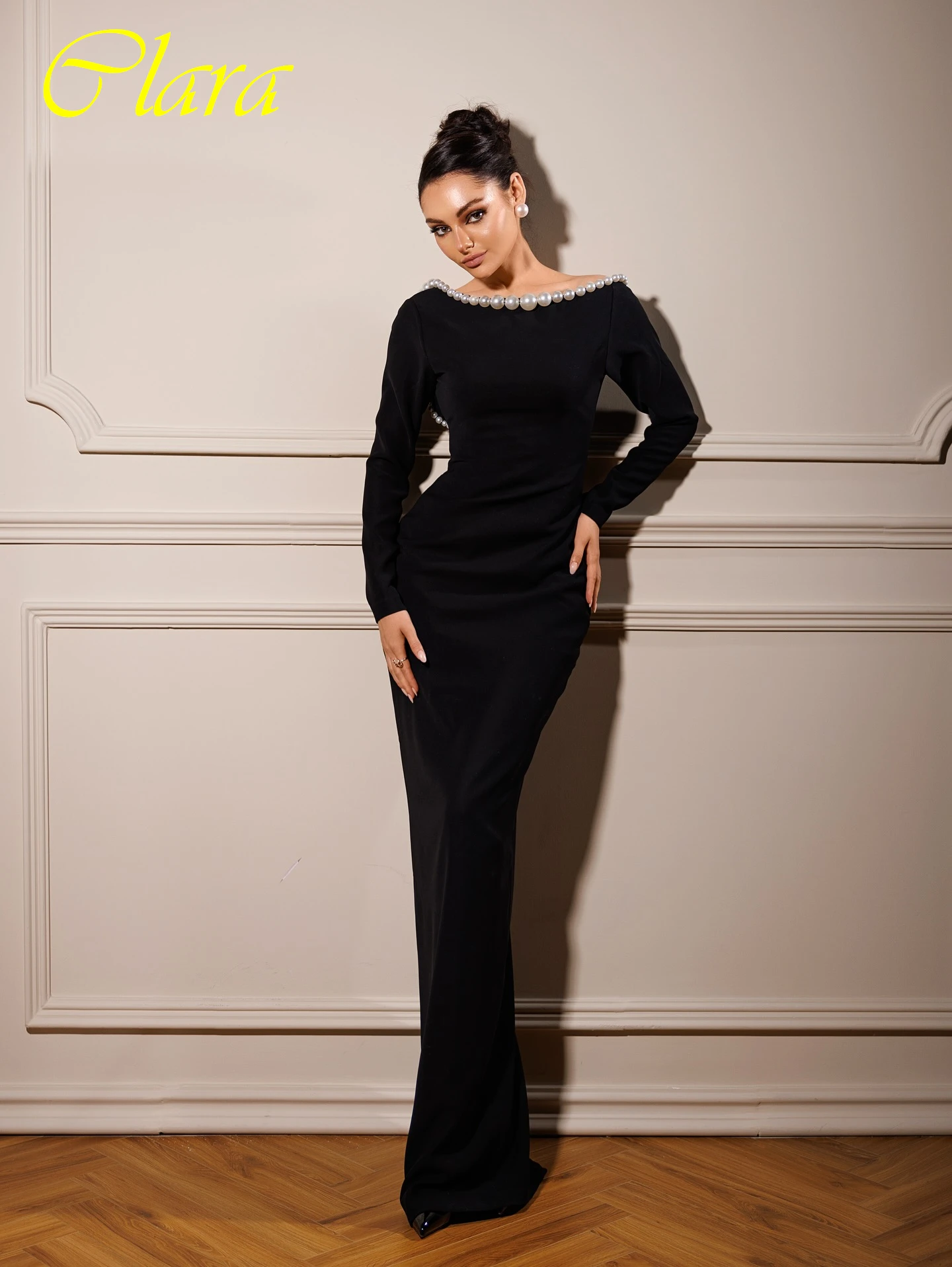 

Элегантное вечернее платье с прямым вырезом и длинными рукавами по индивидуальному заказу, нежные платья для особых случаев на заказ, современное модное вечернее платье