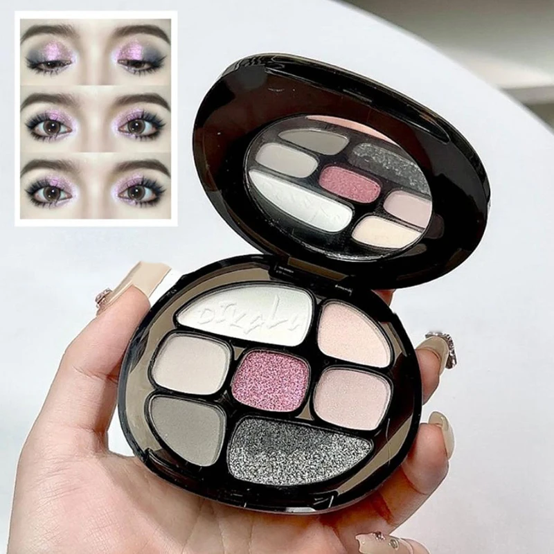 Paleta Cieni do Powiek DIKALU Smoke Pink, Matowe i Perłowe, 8 Kolorów, Cienie do Powiek Chłodne, Nocne, Czarne, Fioletowe, Brązowe, Brokatowe, Kosmetyki do Oczu