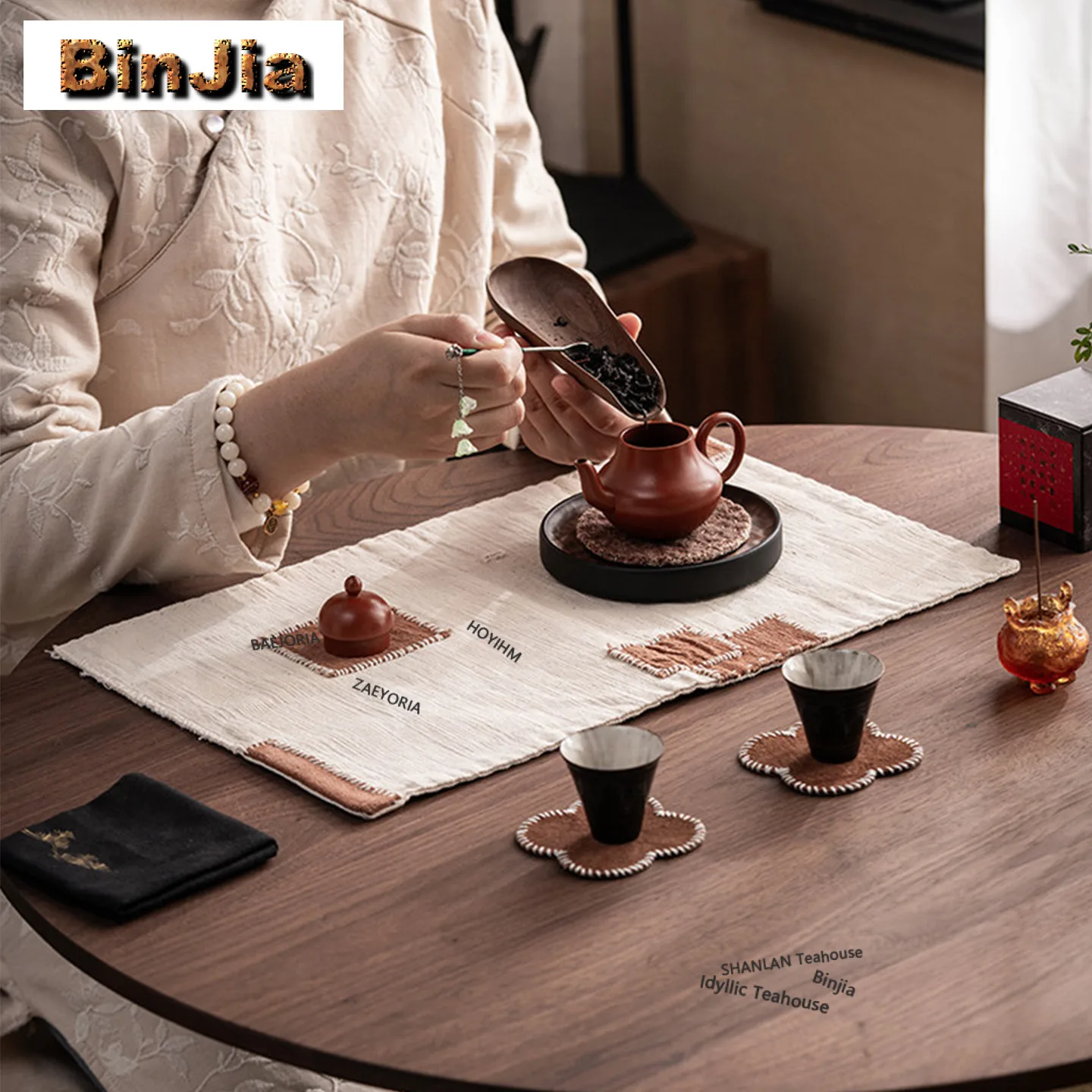 Hand-sewn Old Fabric Patchwork Tea Table Mats Boutique Drink Coaster Dinner Table Cloth Mat Teaware Accessories Collection