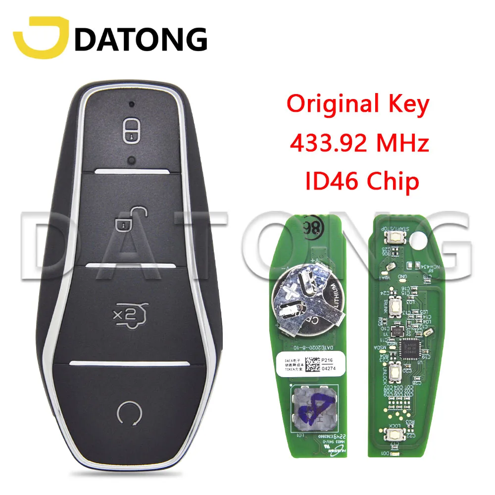 

Datong World Car Remote COntrol Key For BYD Qin PLUS DM-i Qin PLUS EV Yuan PLUS SON ID46 Chip 433.92MHz Original Proximity Card