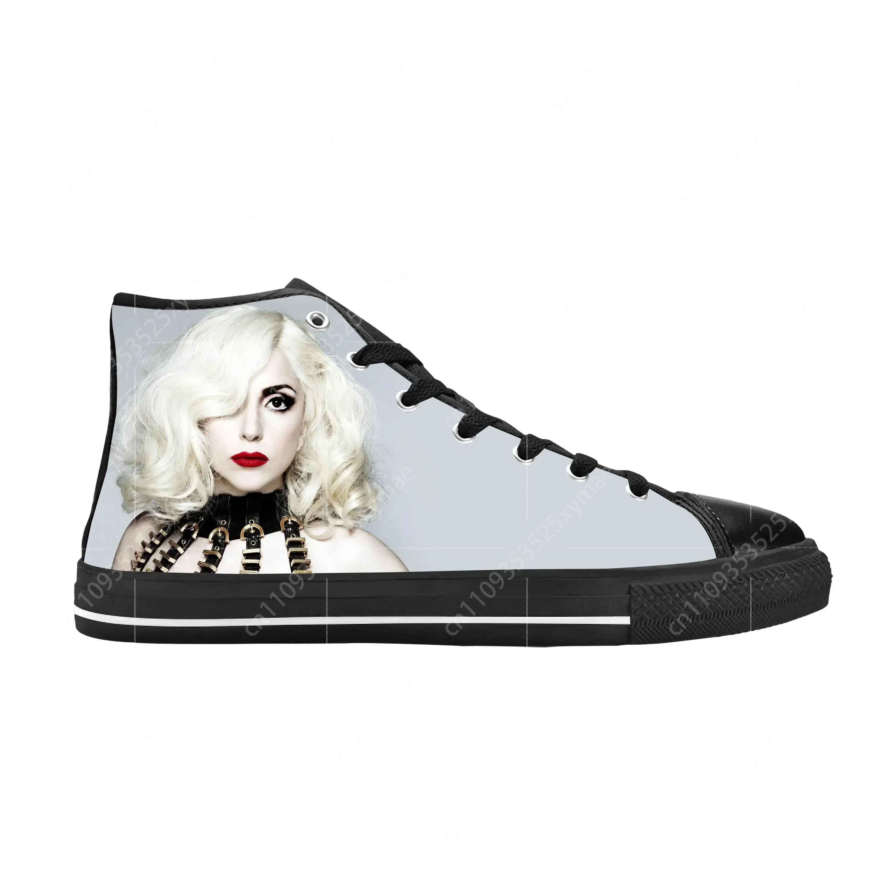 Lady Gaga Pop Singer Music Cute Fashion Popular Casual Cloth Shoes High Top Comfortable Breathable 3D Print Men Women Sneakers