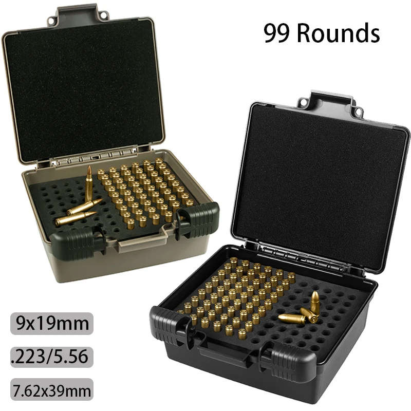 Tactical Ammo Box Portable 9mm/.223 Ammunition Box Rifle Pistol Bullet Case Cartridge Storage for Hunting Shooting Sports