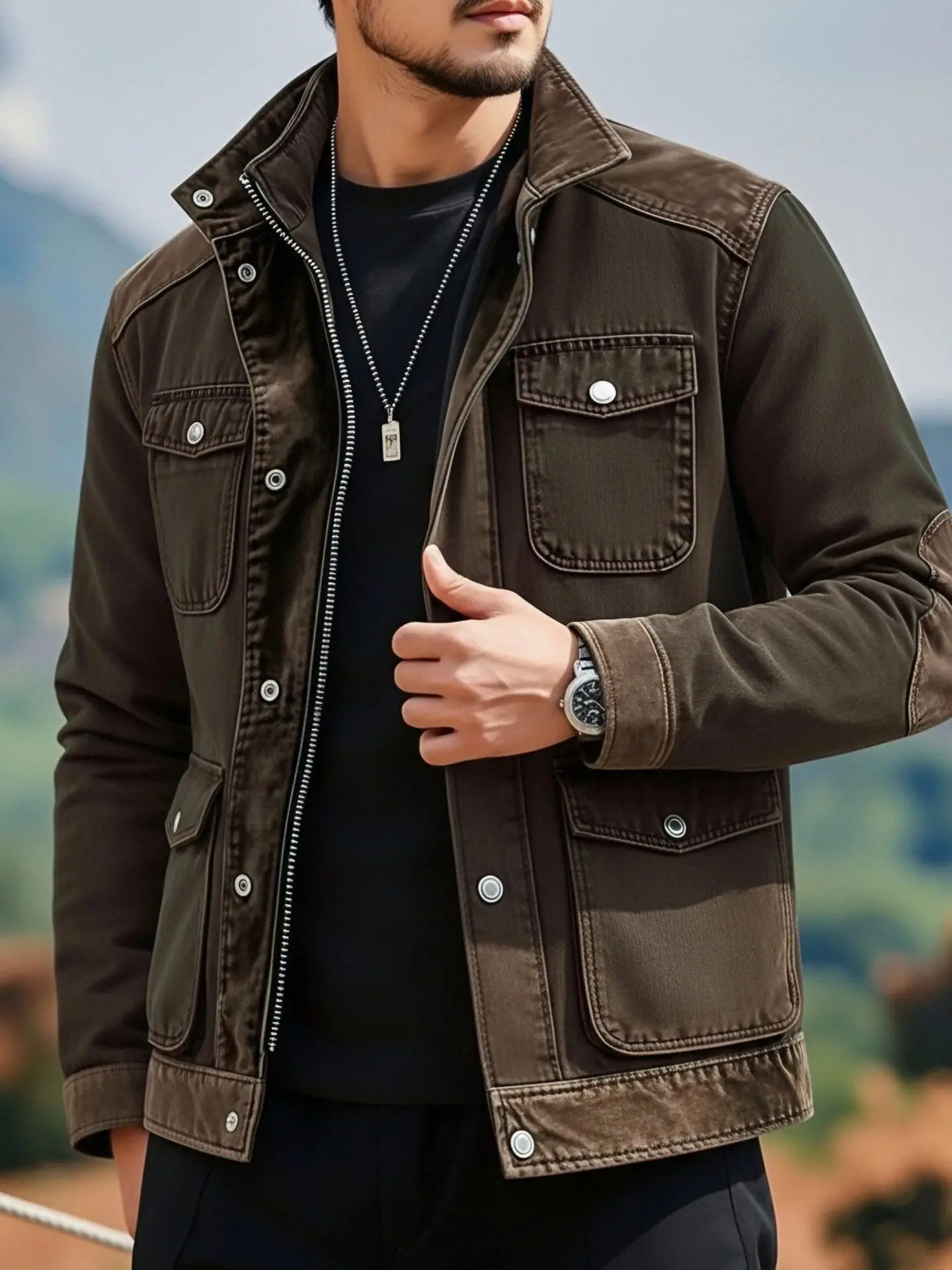 Spring Autumn Men's Vintage Style Denim Jackets Trend Patchwork Multi Pocket Casual Outwear Coat Male American Retro Chic Jacket 11 S514e08c9b7db47d48f33f3a6f8470a71K