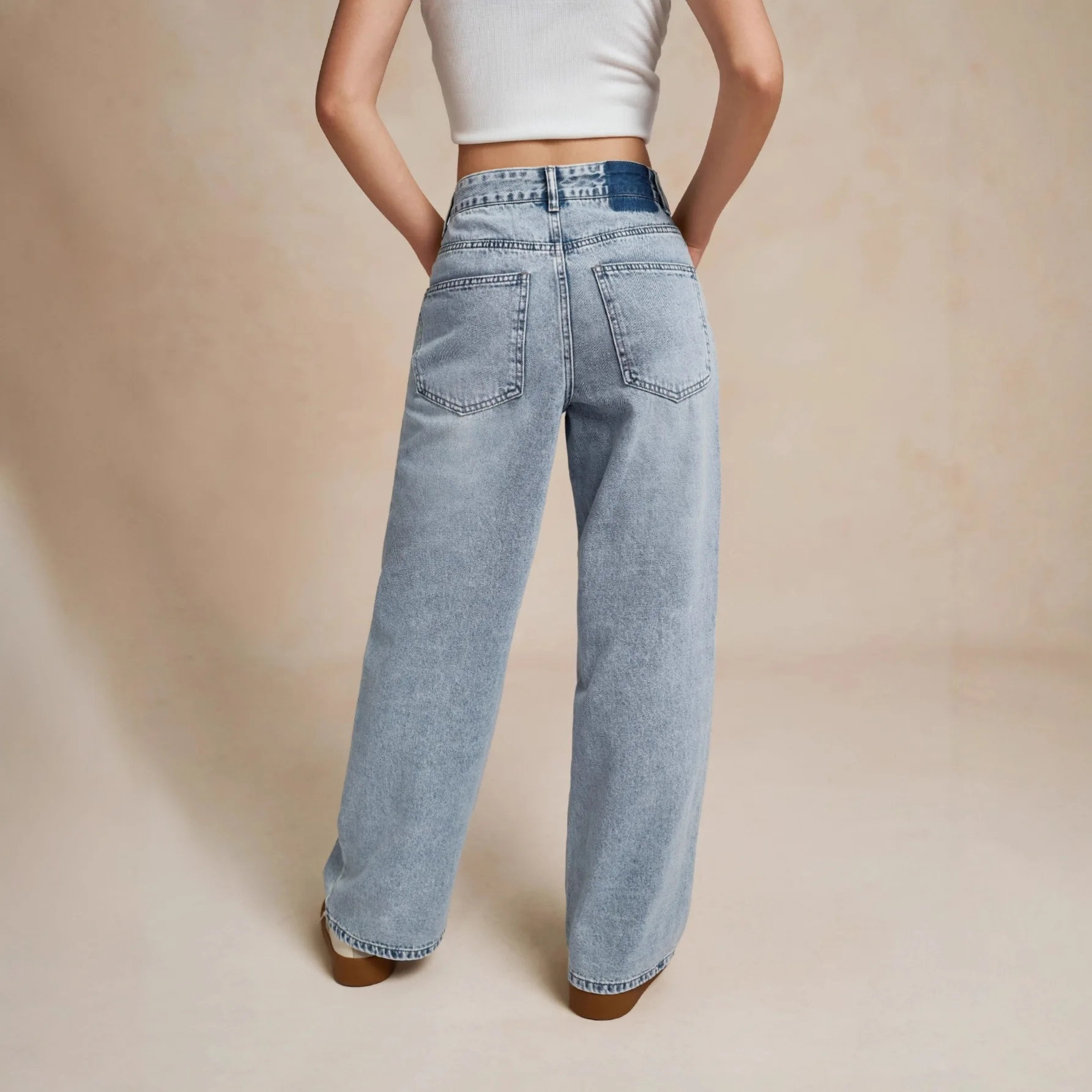 Women's New Fashionable Sweet Loose Casual Versatile Light-colored Denim Trousers