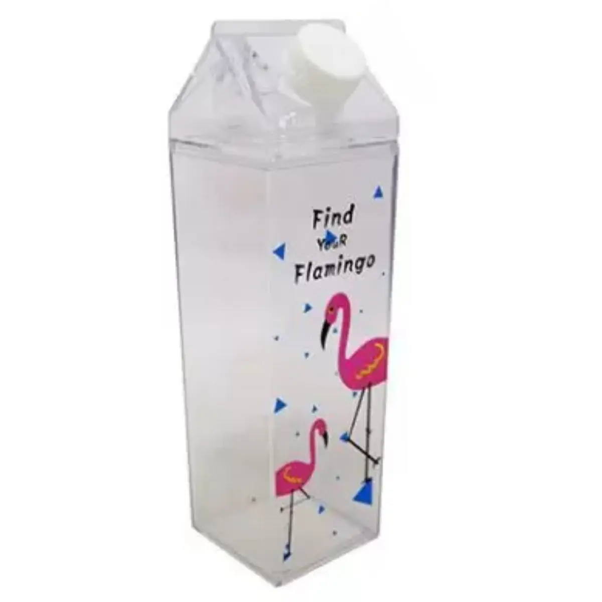 Decorated Flamingo Milk Bottle Acrylic Bottle with Bottle Shape