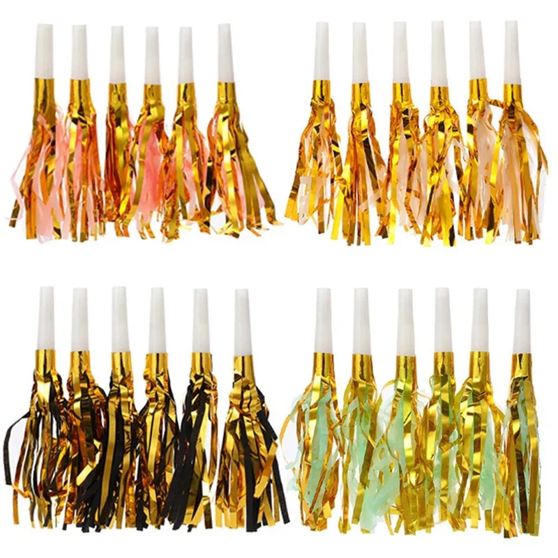 6 Pcs/Bag Sports Whistle Gold Noise Makers 11.81X6.3X 0.63 Inches Party Accessories Modern Package Content