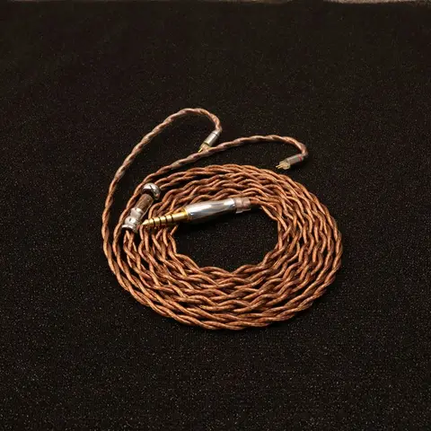 Cabo de Conexão para Fone de Ouvido XINHS G88 4 núcleos 7N OCC de Alta Pureza Marrom Escuro com Blindagem Dupla, Grau Audiófilo IEM (QDC Personalizável)