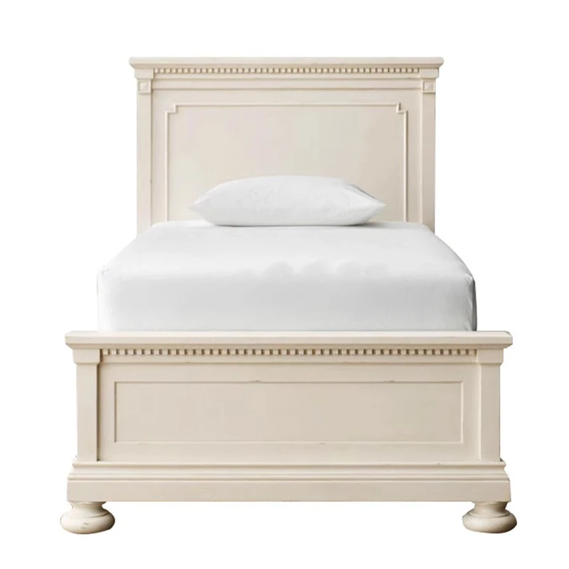 

American Solid Wood Children's Bed Small Bedroom 1.2/1.5m Single Bed Vintage Carved Boy and Girl Bed Customization