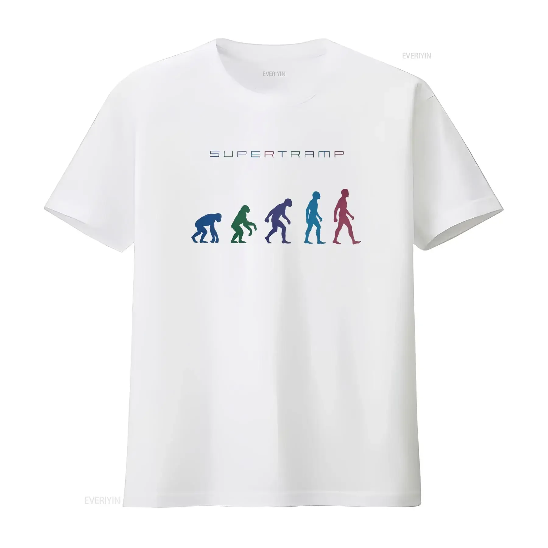 T-shirt Evolution Rock Music Supertramp style rétro avec design hommage aux groupes, vintage, délavé, mode homme, respirant, polyvalent