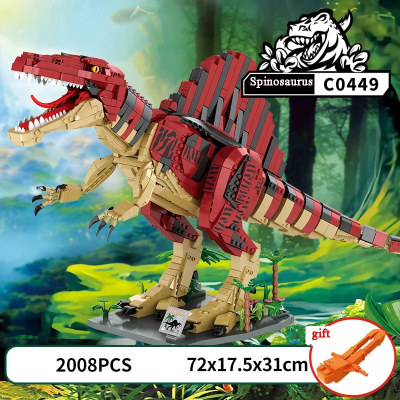 MOC Jurassic Serie Spinosaurus Tyrannosaurus Rex Bausteine Set Dinosaurier Velociraptor Idee Spielzeug Für Kinder Geburtstag Geschenk