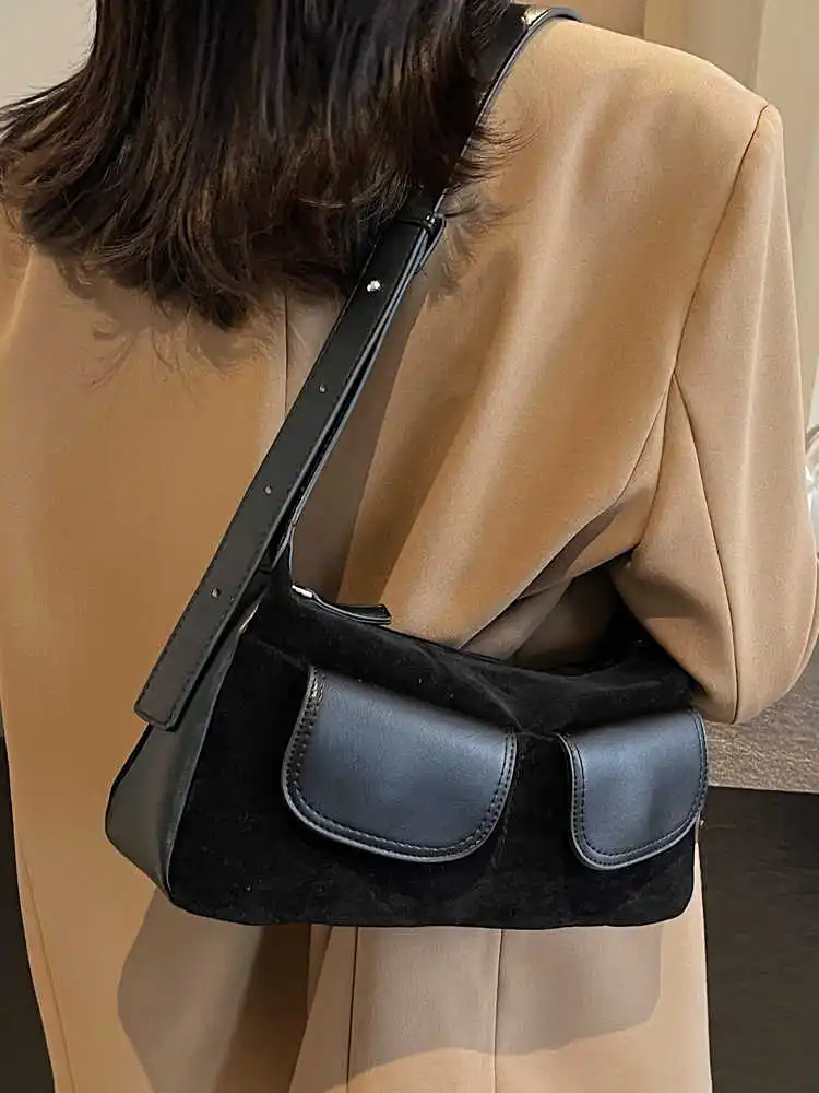 Bolsos de ante de estilo francés para mujer, nueva moda, diseños de múltiples bolsillos, bolsos cruzados, elegante bolso de hombro para ir al trabajo