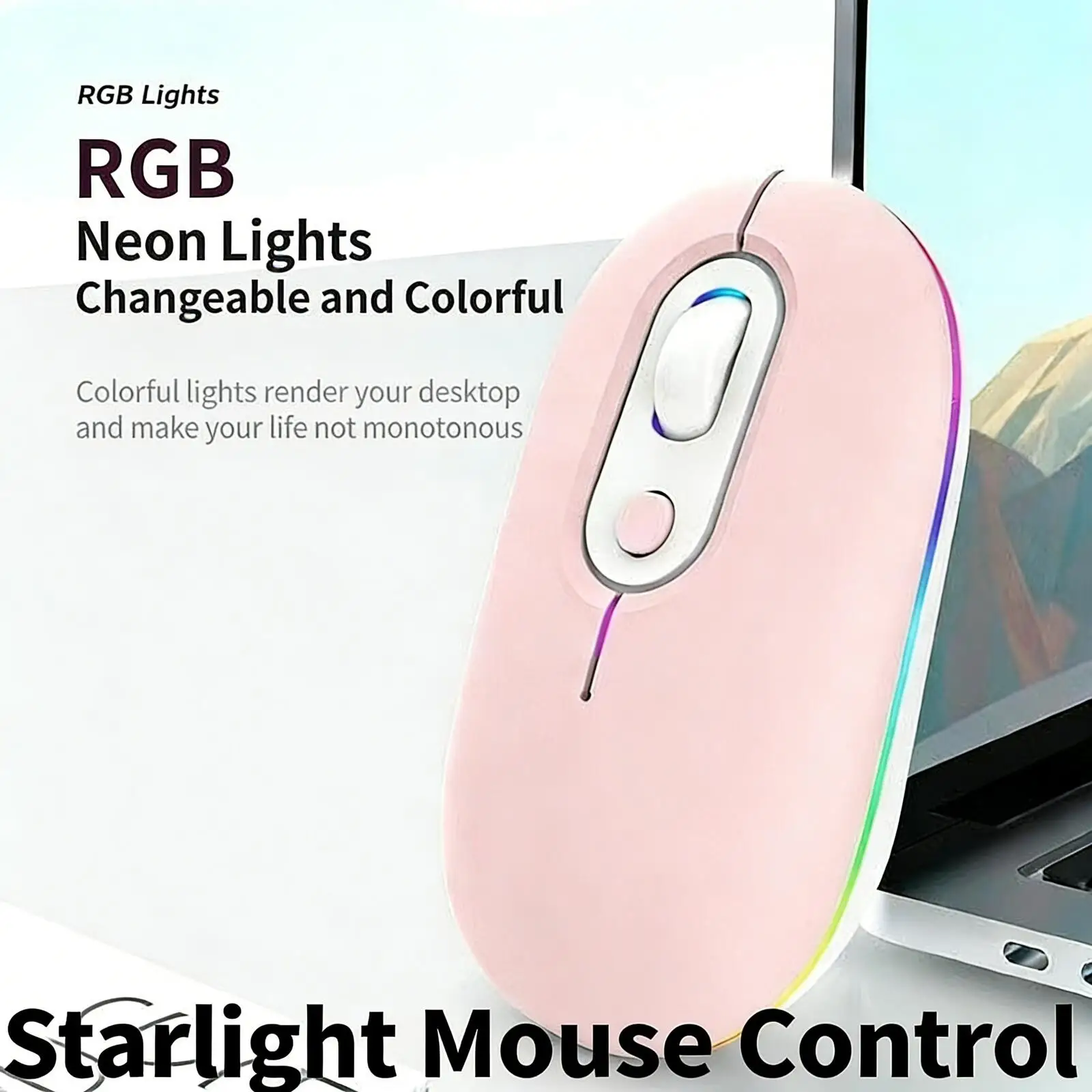 

Mini Lightweight Dual-mode 2.4G+Bluetooth Mouse, Rechargeable Silent Buttons, RGB Backlight Ergonomic Mice For PC Laptop Office