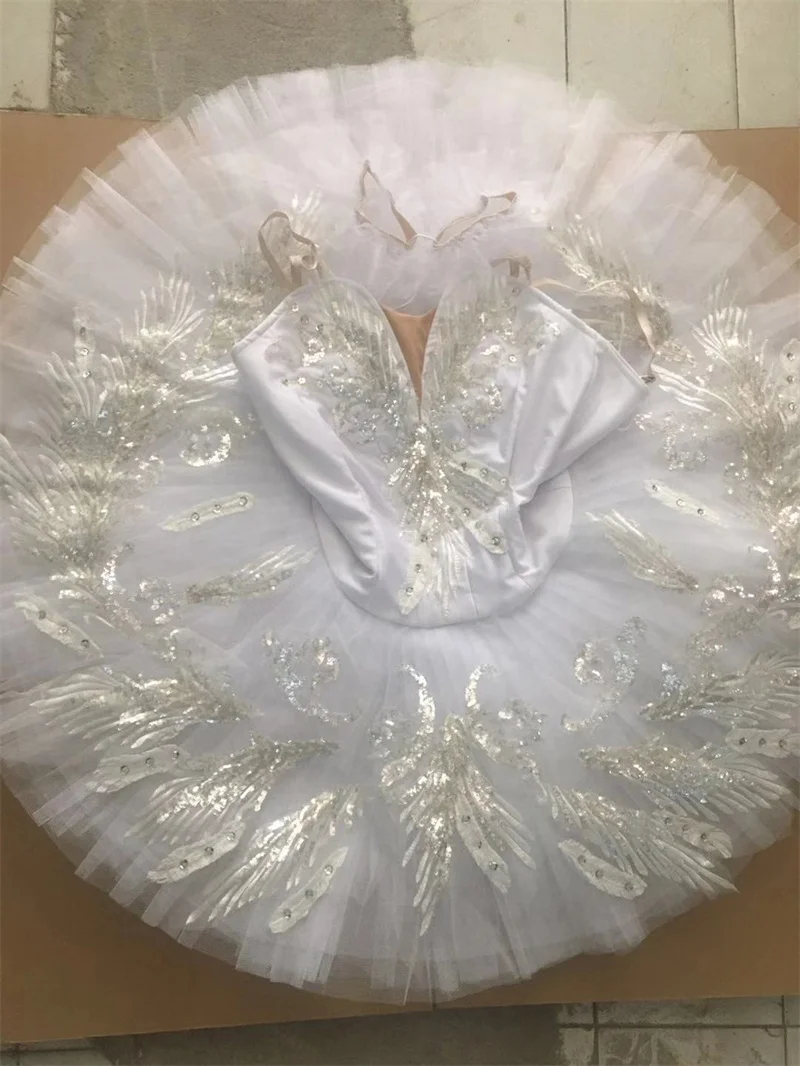 Orquídea dança profissional de alta qualidade tamanho personalizado branco ballet tutu meninas