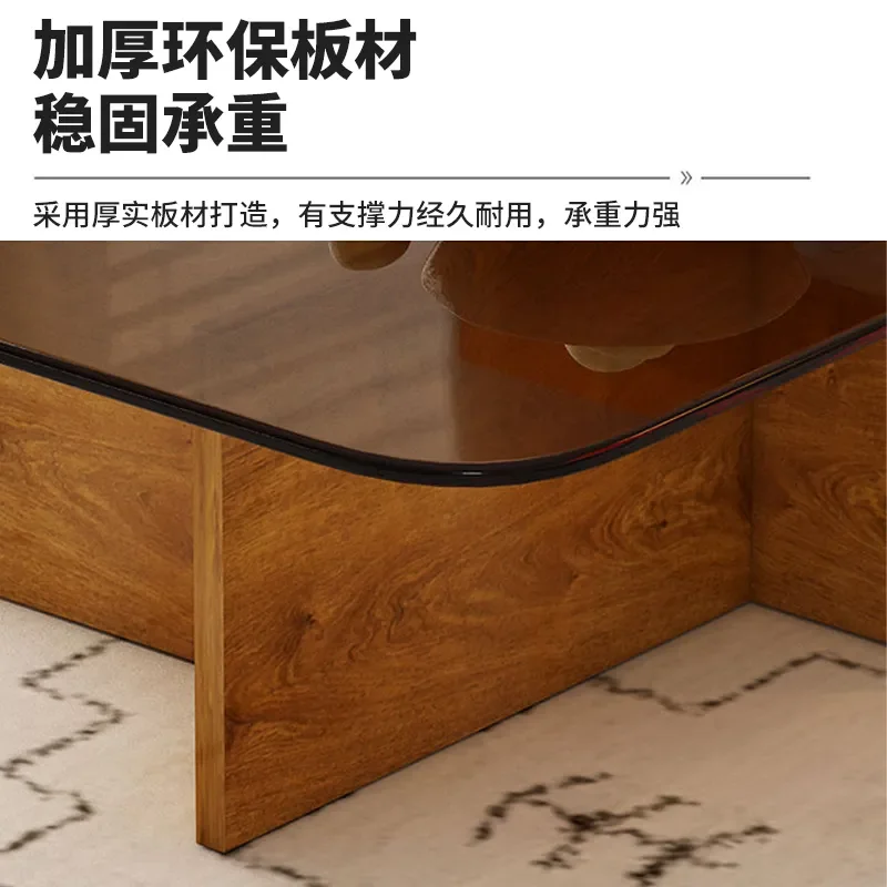 Light luxury modern minimalist square Italian tempered glass tea table, small living room household minimalist table