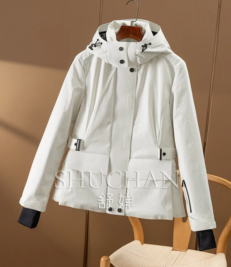 90% White Goose Down Hooded Down Jacket 2024 Autumn and Winter New Waterproof Antifouling Winter Coat Women