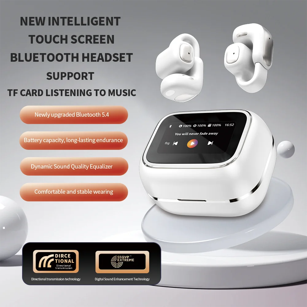 

Ear clip AI translation earphones Bluetooth V6.0 comfortable and stable sports wireless earphones with LCD display screen