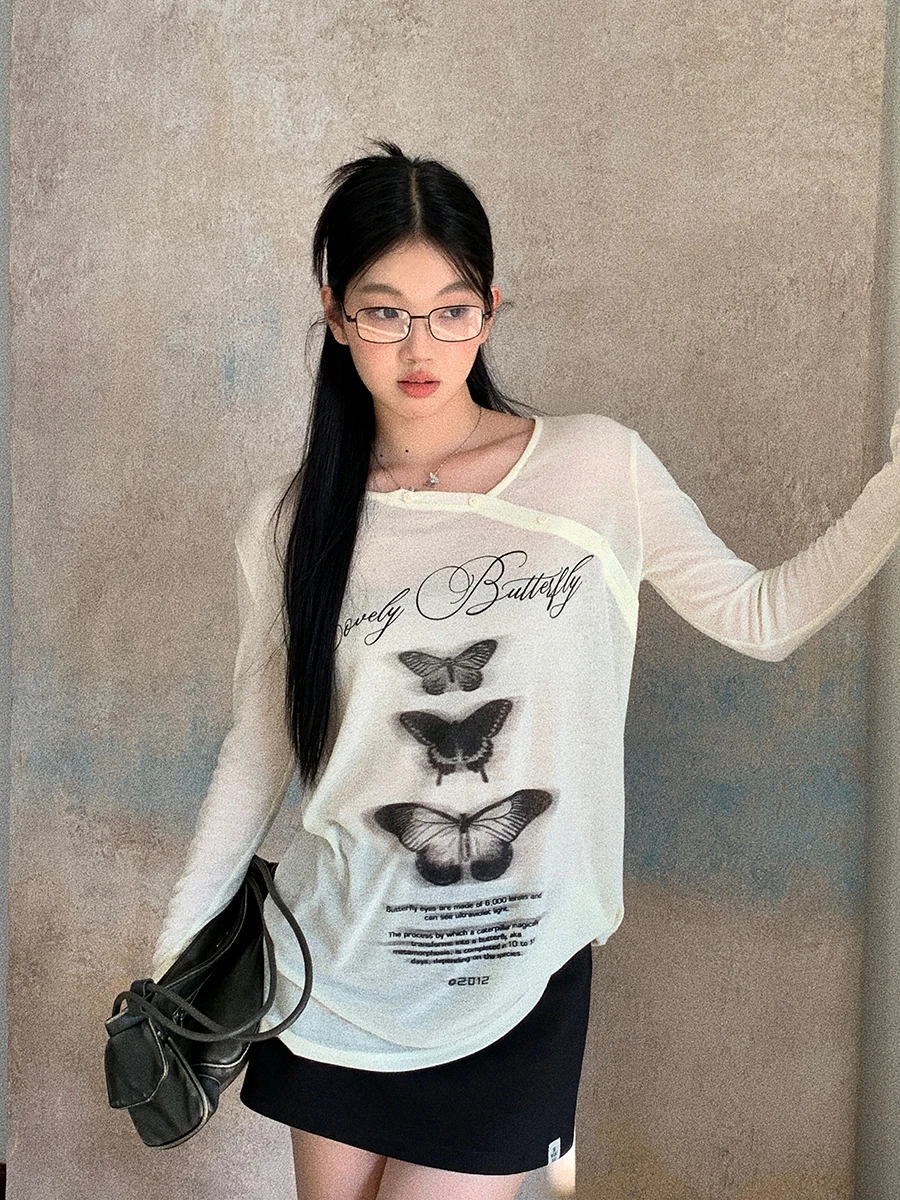 Estate sottile lungo Sve protezione solare da donna irt Trendy Lazy Sle Top Design Sense Casual Pendolarismo Sle T-shirt ampia vestibilità